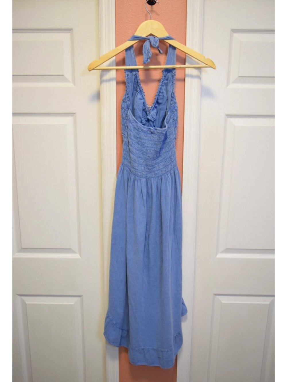 BLANCO BY NATURE MAYA HIGH LOW CROCHET DRESS IN DENIM - Picture 8 of 10